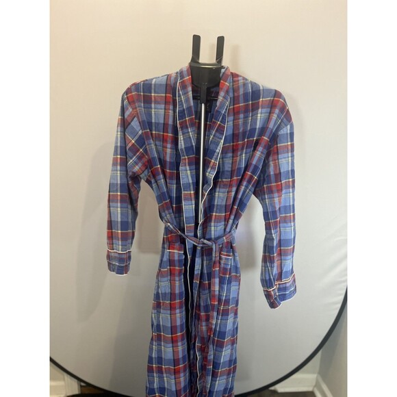 Polo Ralph Lauren Mens Red Multicolor Plaid Sleepwear Robe Small / Medium - Picture 7 of 10